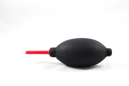 Camera lense cleaner pump on white backgroundの写真素材
