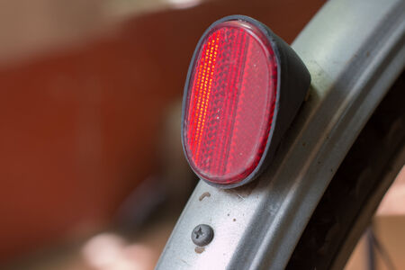 Rear red reflectors on bike wheelsの写真素材