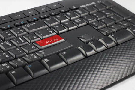 Adult Only Button on Computer Keyboard.の写真素材