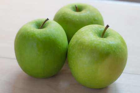 Still life with green apples in blur styleの写真素材