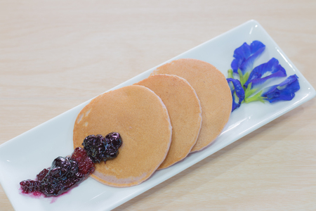 Homemade blueberry pancake,in still life styleの写真素材