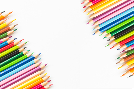 Color pencil with copy space isolated on whtie background,education concept.の写真素材