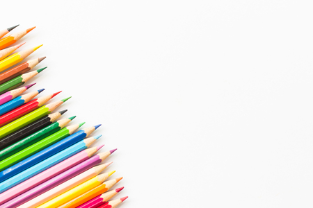 Color pencil with copy space isolated on whtie background,education concept.の写真素材