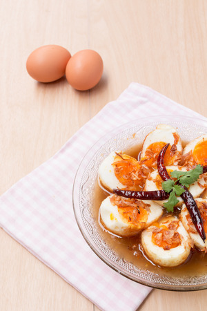 Egg with Tamarind Sauce,Thai food.の写真素材