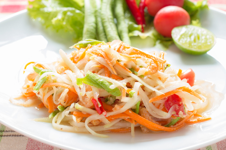 Papaya salad Som tum,Thai food.の写真素材