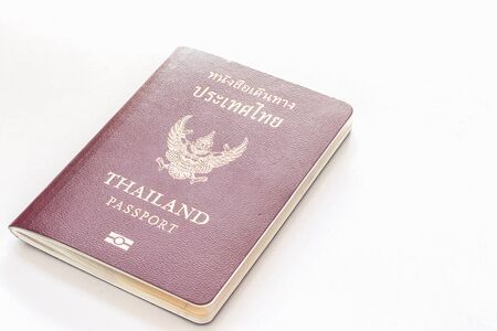 Thai passport on white backgroundの写真素材