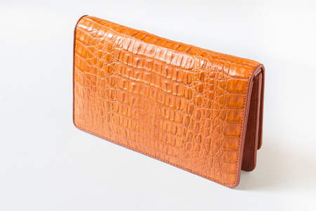 Brown crocodile bag hand.の写真素材