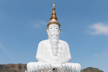 White buddha in Wat Phra That Pha Son Kaew temple at Phetchabun Thailand, They are public domain or treasure of Buddhism, no restrict in copy or use.の写真素材