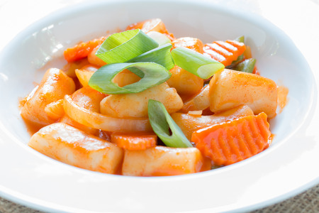 Hot and spicy rice cake (Tteokbokki) , Korean foodの写真素材