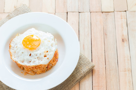 Kimchi fried rice with fried egg.の写真素材