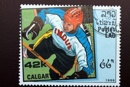 Postage stamp devoted to winter sports  Calgary 88の写真素材