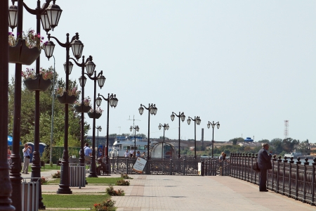 Central embankment in the summer of 2012  Astrakhanのeditorial素材