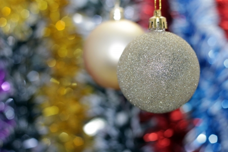 Christmas toy against the background of new year s tinselの写真素材