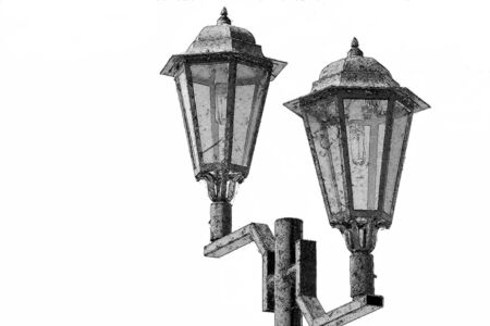 Drawing of Vintage lamp postsの写真素材