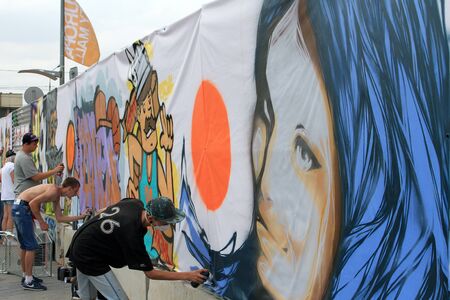 Figure graffiti made on streetball pati Europe city mol. may 2013のeditorial素材