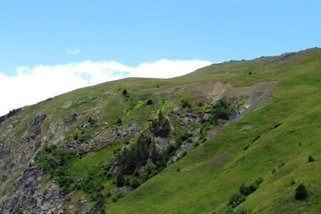 Mountain peaks in Dombai  Summer in cloudy weatherの写真素材