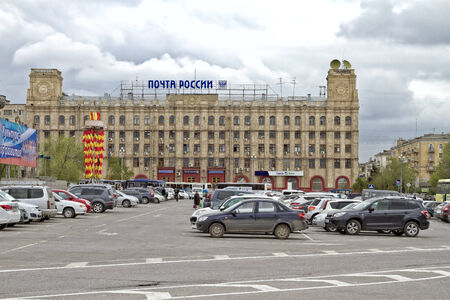 VOLGOGRAD - APRIL 30 Due to the lack of Parking places one of the Central squares of the city is used as a Parking   April 30, 2014 in Volgograd, Russia のeditorial素材