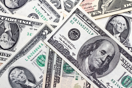 Dollars laid in a circle  Cashの写真素材