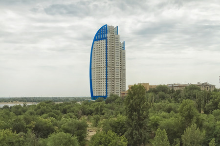 VOLGOGRAD - JULY 19 View of the residential complex  Volga sails  in the city centre  July 19, 2014 in Volgograd, Russia のeditorial素材