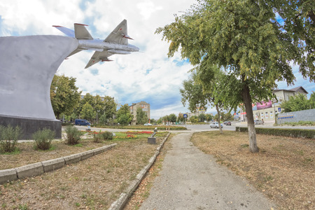 MOZDOK - JULY 15 The monument to the MIG-21 to 30 years of victory in great Patriotic war   July 15, 2014 in Mozdok, North Ossetia Alania, Russia  のeditorial素材