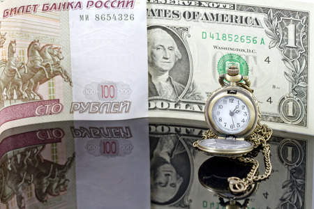 weakening of the ruble exchange rate to the dollarの写真素材