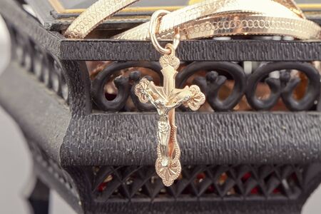jewellery box stores gold crossの写真素材