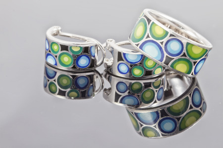 Set of silver jewelry : ring and earringsの写真素材