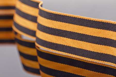 Black color ribbon means smoke and orange flame. The St. George ribbon is a most honorable place among the numerous group awards (differences) of the Russian army.の写真素材