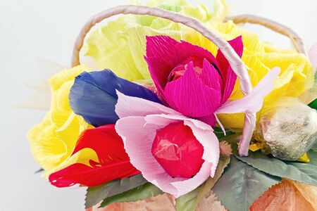 bouquet of artificial flowers made from candiesの写真素材