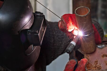 Welding control sample from a pipe of small diameter for proficiency testing by the method of argon-arc weldingの写真素材