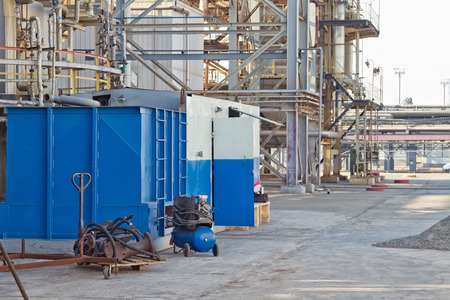 equipment of the open area of a workshop of a petrochemical plantの写真素材