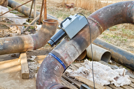 Radiographic testing of weld seams pulse apparatus. The lateral beam scanningの写真素材
