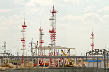 VOLGOGRAD - JULY 20: Construction work on the device areas for storage and processing of petroleum products. July 20, 2016 in Volgograd, Russia.のeditorial素材