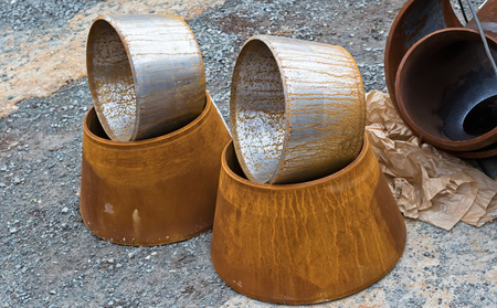 Pipeline elements : conical transitions from one diameter to another of molybdenum steelの写真素材