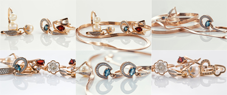 selection of photos on the theme of gold ornaments and jewelry of goldの写真素材