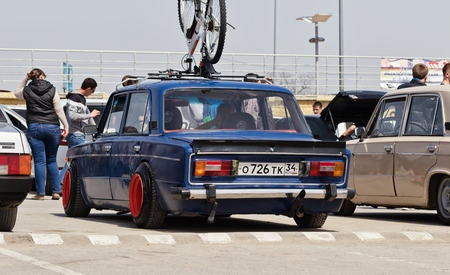 VOLGOGRAD, RUSSIA - APRIL 29: VAZ-2106 - a classic of the Russian automotive industry participating in the tuning competition. April 29, 2017  in Volgograd, Russia.のeditorial素材