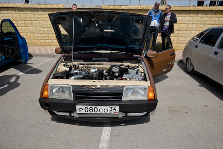VOLGOGRAD, RUSSIA - APRIL 29: A large number of interested spectators came to watch the car audio and car tuning contest. April 29, 2017  in Volgograd, Russia.のeditorial素材