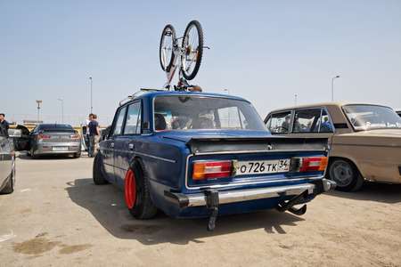VOLGOGRAD, RUSSIA - APRIL 29: VAZ-2106 - a classic of the Russian automotive industry participating in the tuning competition. April 29, 2017  in Volgograd, Russia.のeditorial素材