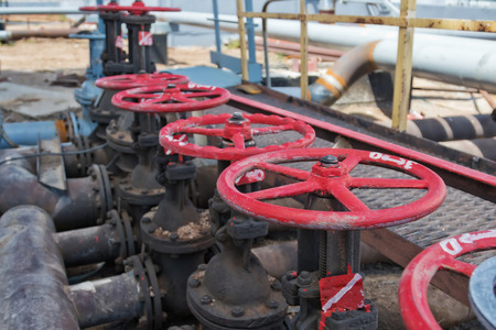 Valves wedge gate valves installed in the oil pipingの写真素材