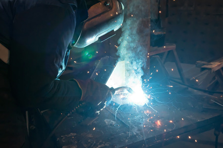Welding supports for the reactor by the method of semi-automatic weld in shielding gasesの写真素材