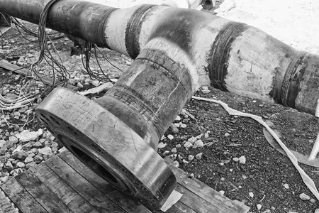Details of the thick-walled tubing after heat treatment are on odebranie on the territory of the plant refineryの写真素材