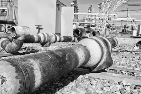 Details of the thick-walled tubing after heat treatment are on odebranie on the territory of the plant refineryの写真素材