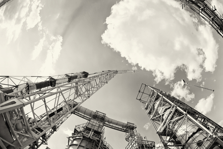 Crawler crane is on site the installation of a petrochemical plantの写真素材
