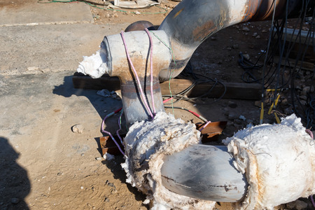 Preparation of multi-pass welded joints to heat treatment to relieve internal stressesの写真素材