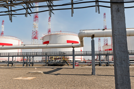 The construction of a new tank farm for storage of petroleum products method sheet Assembly.の写真素材