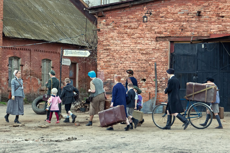 VOLGOGRAD, RUSSIA - APRIL 29: Reconstruction of battles second world war between red army and the Nazis arranged in Museum of Old Sarepta. April 29, 2018  in Volgograd, Russia.のeditorial素材