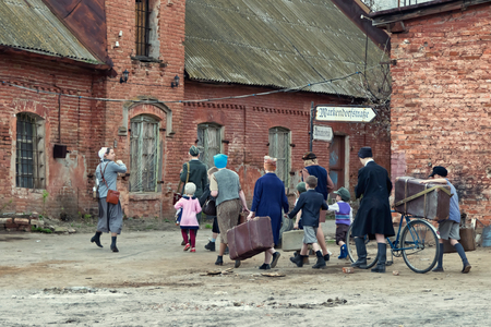 VOLGOGRAD, RUSSIA - APRIL 29: Reconstruction of battles second world war between red army and the Nazis arranged in Museum of Old Sarepta. April 29, 2018  in Volgograd, Russia.のeditorial素材