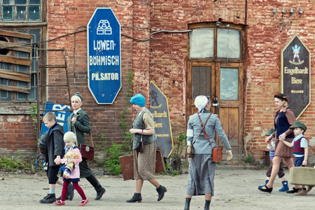 VOLGOGRAD, RUSSIA - APRIL 29: Reconstruction of battles second world war between red army and the Nazis arranged in Museum of Old Sarepta. April 29, 2018  in Volgograd, Russia.のeditorial素材