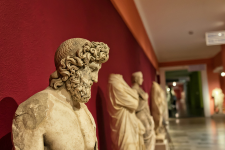 Ancient antique statues exhibited in the Museum of Antalya. Partially destroyed they are restored by fragments.のeditorial素材