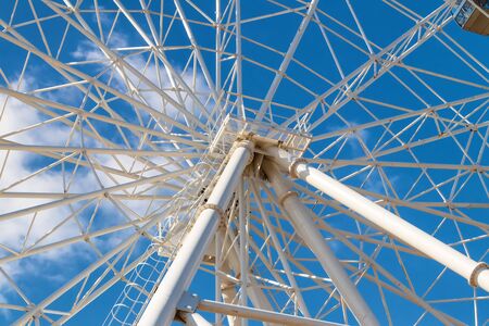 New Ferris wheel installed in the Park of culture and recreation. close up